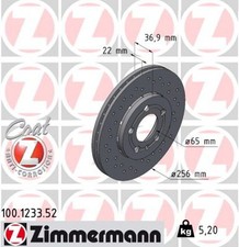2x Bremsscheibe SPORT Z ZIMMERMANN 100.1233.52 für VW AUDI GOLF A1 POLO SEAT 1J1