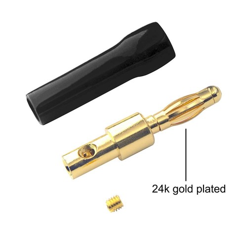 4mm Speaker Banana Plugs-Open Screw Type, Insulated 24K Gold Plated Speaker W... - Picture 2 of 7