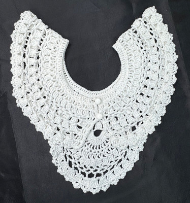 Vintage Cotton White Crocheted 2 Button Detachable Dress Collar