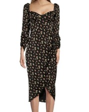 ASTR The Label Midi Dress Floral Tulip Hem Small Sweetheart Neck Long Sleeve