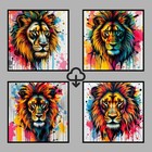 Set 4 Realistic Digital Wall Art Print Lion Home Decor Printable Instant #115