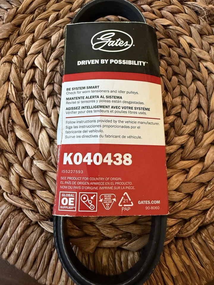 Cinturón serpentino Gates K040438 para Toyota Tacoma 1999-2004 Foto 3 de 4