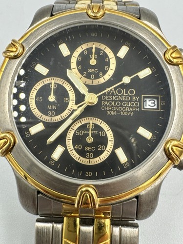 Uncommon PAOLO Designed By Paolo Gucci Chronograph Quartz Watch PA 1059 Two Tone - Picture 3 of 12