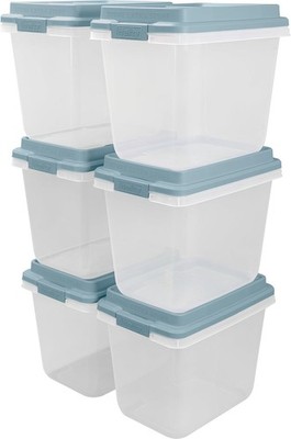 18 Quart Hi-Rise Storage Bin with Lid, Stackable Plastic Container for Home
