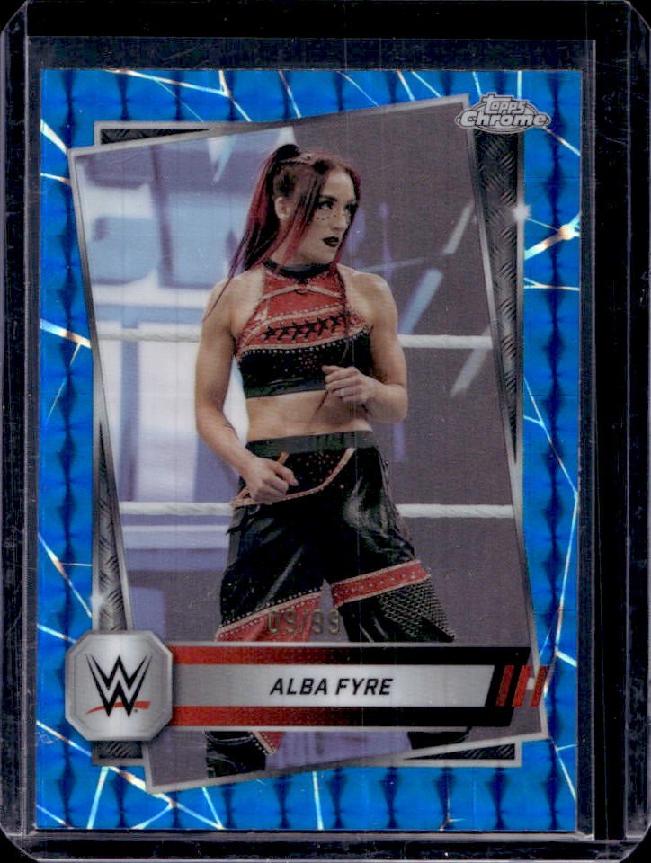 2025 Topps Chrome WWE Alba Fyre Blue Geometric Refractor #9/99
