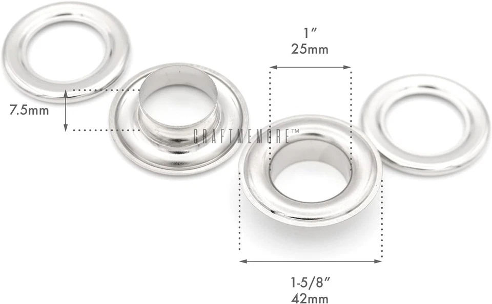 1 дюйм отверстие 10 комплектов люверсов люверсов со шайбами для кожи, брезента, холста (пистолет - Изображение 2 из 4