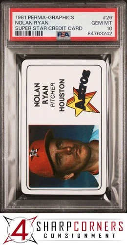 1981 PERMA-GRAPHIC SUPER STAR CREDIT CARDS #26 NOLAN RYAN HOF PSA 10