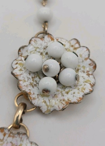 Gargantilla retro Cha confeti esmalte con volantes eslabones de flores vidrio leche cuentas collar - Imagen 5 de 24