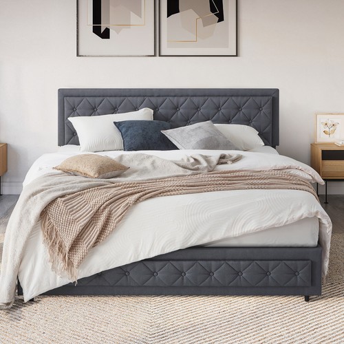 *NEW Zzz Atelier VIENNA GAS LIFT with Storage Bed Frame Queen King Double Single - Picture 34 of 77