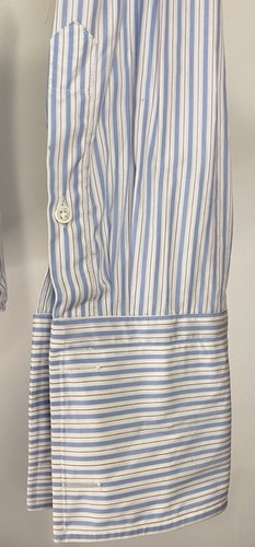 Canali Made in Italy 15 1/2 (39cm) French Cuff Blue Lavender Stripe Shirt Button - Picture 8 of 11