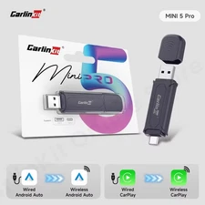 CarlinKit MINI 5.0 Pro 2-in-1 Wireless CarPlay Android Auto Ai Adapter Plug&Play