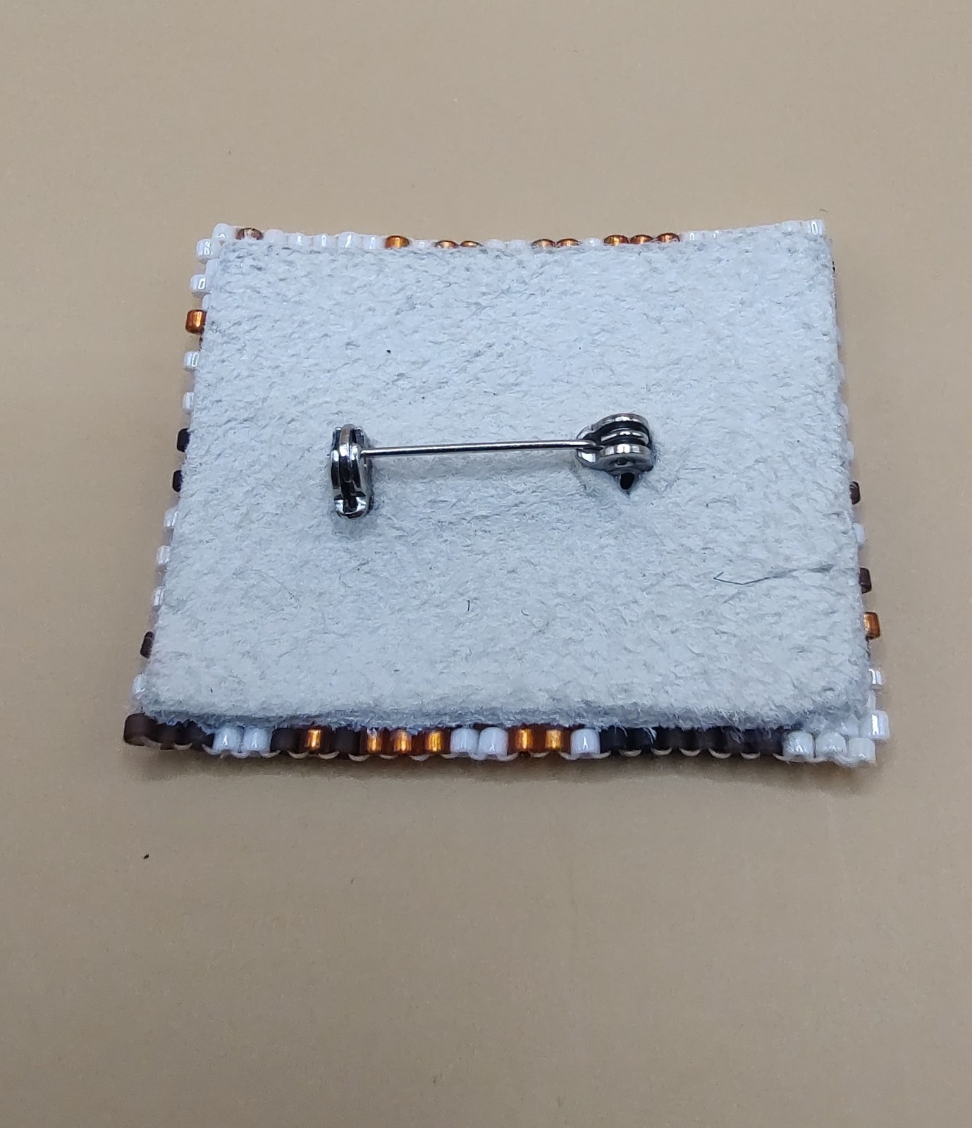 Beadwork Handmade Small Rectangular Cat Brooch - image 2