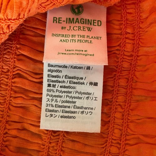 J. Rundhals Puffärmel strukturiertes Voile gesmoktes Oberteil Rüschenausschnitt orange Größe Small - Bild 11 von 11
