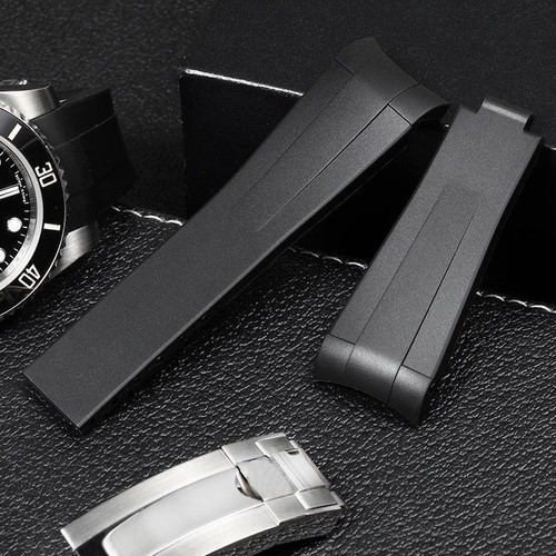 Pulsera Extremo Curvo Correa de Reloj de Goma Impermeable Submariner Dayton Banda de Silicona - Imagen 4 de 24