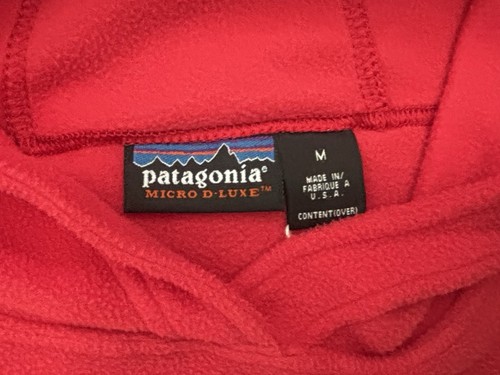 Patagonia Micro D-Luxe Hoodie Mens Medium Red Fleece Pullover Sweatshirt - Picture 3 of 10