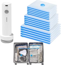 MUMUCHU Vacuum Storage Bags for Travel - 15 Pack Compression Packing with Wirele