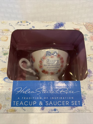 GIBSON GREETINGS HELEN STEINER RICE PINK ROSES INSPIRATIONAL TEACUP & SAUCER SET - Picture 2 of 12