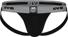 GYM 1" Waistband Swim/Run Jockstrap Medium, Black