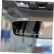 3x Hello Beautiful Rearview Mirror Decal, Vanity Mirror hello beautiful White