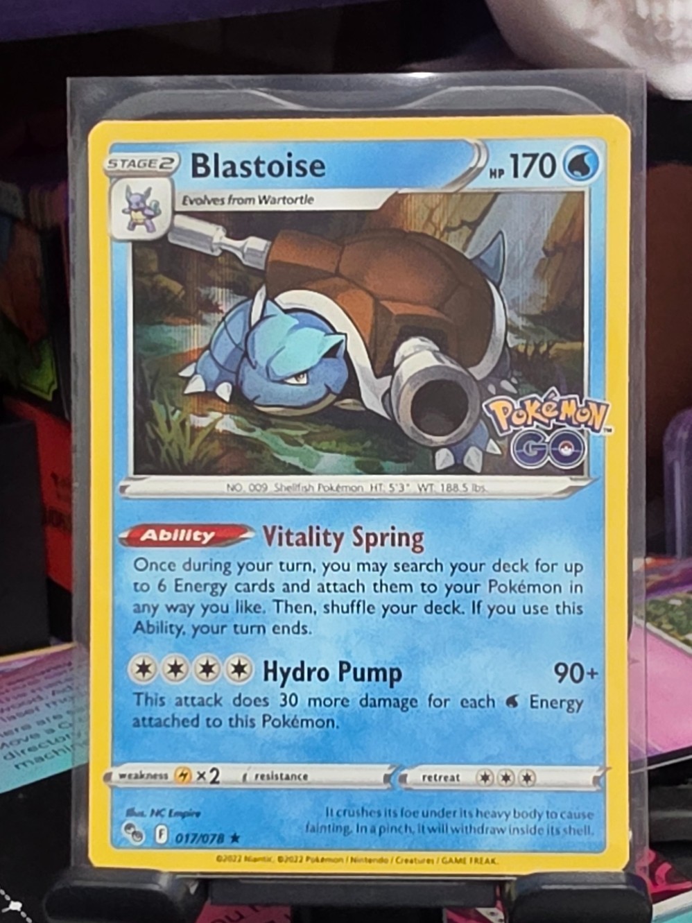 Blastoise 017/078 Holo Rare Pokemon GO Pokemon Near Mint