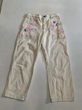 Big Bud Press Airbrush Rainbow Work Womens Pants Beige Multi Size M