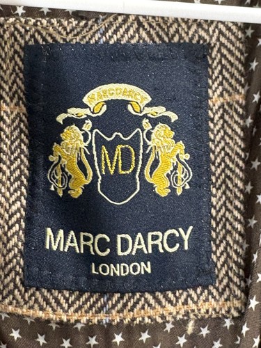 Marc Darcy Suit Waistcoat Size 42R Mens Brown Plaid Check 4 Button - Bild 3 von 14