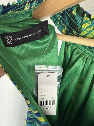New York & Company Women's Large Skort Dress Palm Hawaiian Sundress Green Casual - Imagen 9 de 10