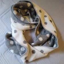 Infinity Scarf Polka Dot Gray and White Vintage Scarf