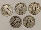 Standing Liberty Silver Quarter 5-Coin Lot FIVE 1925-1929 Circ.