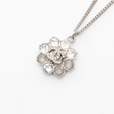 CHANEL COCO Mark Necklace pendant Stainless Steel Rhinestone Used women CC