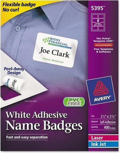 Etiquetas adhesivas flexibles con nombre 2-1/3x3-3/8 pulgadas blancas 400/BX - 1EA - Imagen 1 de 1