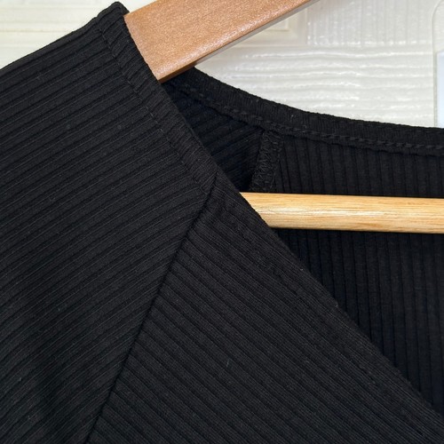 NEW A Pea in the Pod Ribbed Long Sleeve Bodysuit Maternity Black Size Medium - Picture 3 of 7