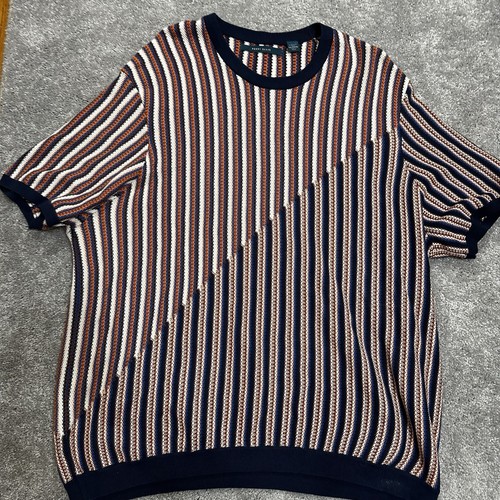 Perry Ellis Men’s Sweater Tee Diagonal Stretch 2XL Geometric Preppy Colorblock - Picture 2 of 9