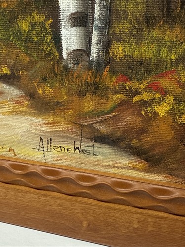 Original Oil Painting Landscape Pathway Birch Trees Nature Neat Framed 12x16”  - Picture 8 of 24