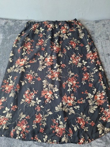 Lane Bryant Chiffon Maxirock Damen 18/20 schwarz Herbst Blumen 90er Fee Grunge