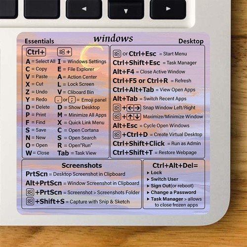 Reference Keyboard Shortcut Stickers Adhesive For PC Laptop Desktop Sticker - Photo 7/13