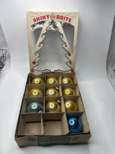 Vtg Shiny Brite 10 Asst Glass Christmas Ornaments American Made *Scratches