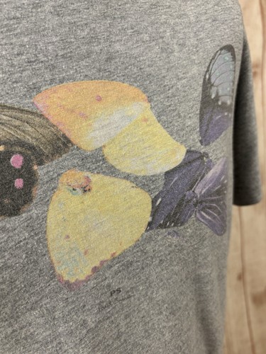 PAUL SMITH Mens T Shirt Butterfly Animal Print Size Medium Organic Cotton Grey - Picture 5 of 21