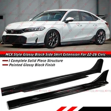 For 22-26 Honda Civic Sedan Hatchback MCX Style Gloss Black Side Skirt Extension