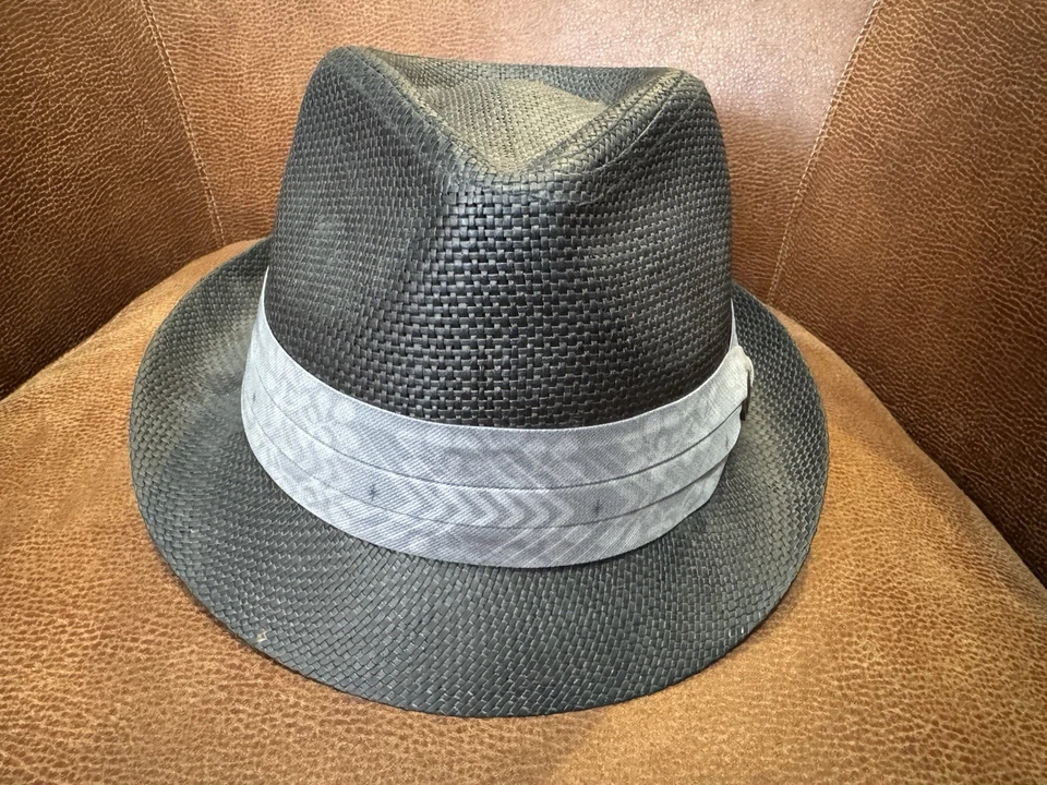 Sombrero Goorin Bros Fedora Negro Mezcla de Paja con Banda Gris - Sombrero de Vestido de Verano para Hombre Foto 3 de 4