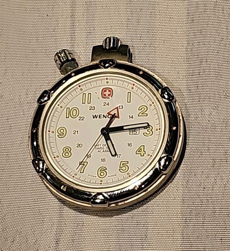 FOR parts/repair Swiss Made Wenger Stainless Steel Metal Case Pocket Watch F/shi - Picture 2 of 8