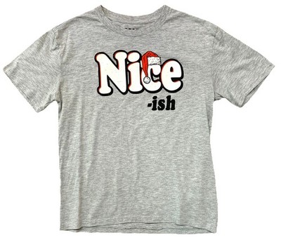 Nice-ish Santa Cap Humorous Christmas Funny T-Shirt Size Small Heather Gray