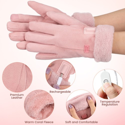 2 Sets Rechargeable Gloves Women Electric Warming Heated Usb Rechargable - Picture 3 of 12