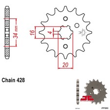 JTF1263.15 1981-1982 Yamaha Sr185 H/J JT Steel Front Sprocket 15 Tooth