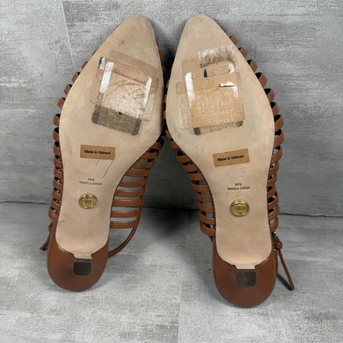 Veronica Bartschuhe Damengröße 5 braun geflochtenes Leder Slingback spitze Absätze - Bild 8 von 10
