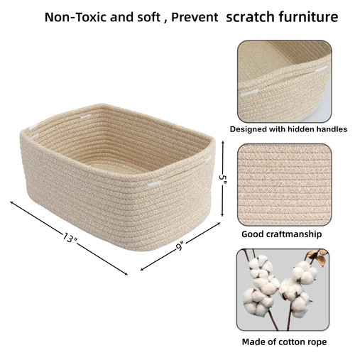 Small Woven Storage Baskets 13“X9”X5“ Decorative Rope Bins for Organizing She... - Picture 2 of 7
