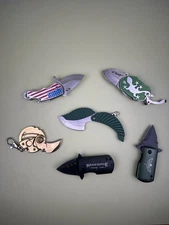 Lot Of 6 Small Unusual Shapes Folding Knives Misc Used 