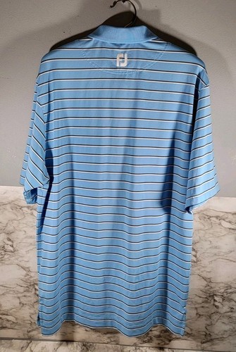 FootJoy Polo da Golf Uomo Blu con Righe Bianche e Nere Taglia Large - Foto 3 di 4