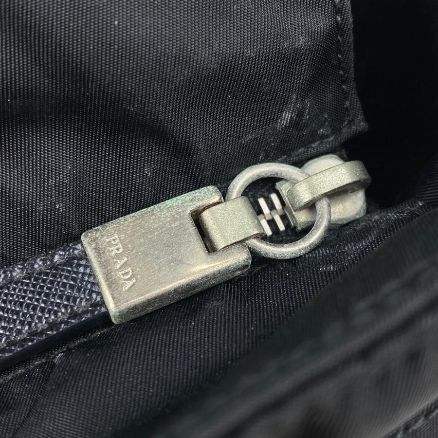 Prada Plate Tote Bag Shoulder Bag Nylon Black #BS1955 thumbnail 6