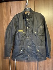 Barbour International Motorcycle Wax Cotton Jacket - size 44 with original belt.